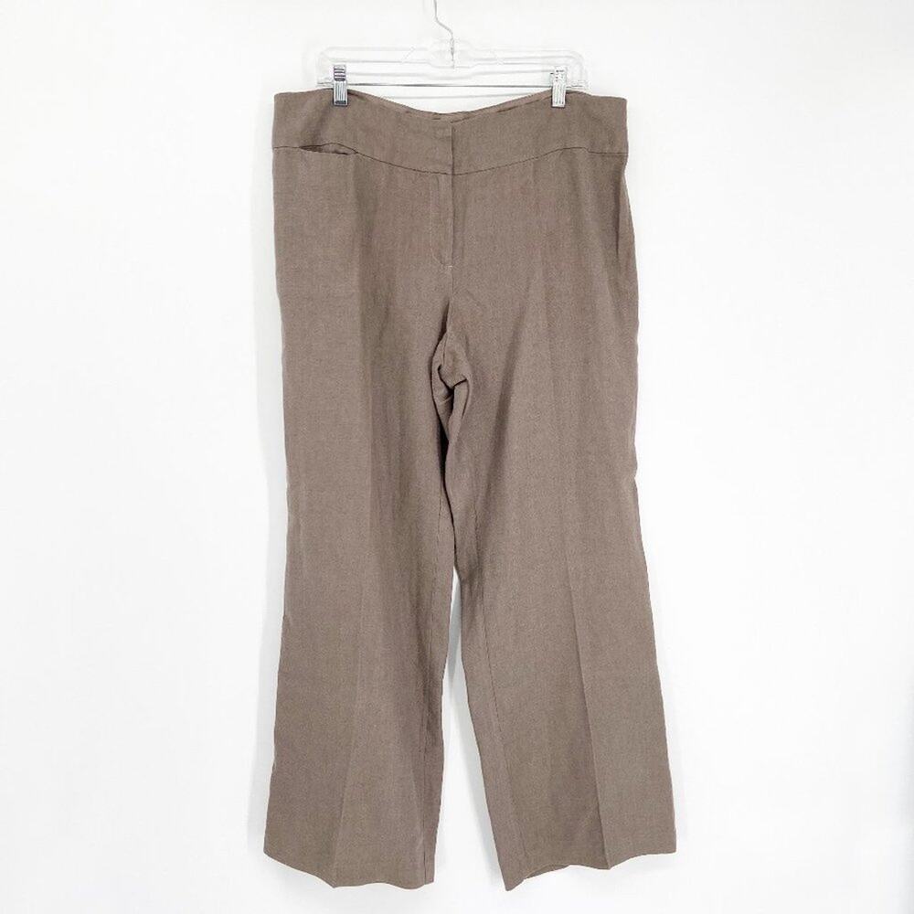Eileen‎ Fisher Brown Organic Linen Straight Leg Pants